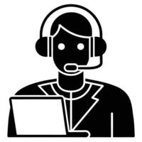 Focused Remote Worker in Headset Silhouette icon symbol design profile vector