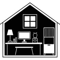 Modern Design Home Office Workspace Flat desk gadgets computer vector