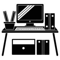 Workspace with Notebooks Silhouetted on White vector