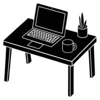Remote Work Haven Minimalist Desk with Tablet and Stylus icon design vector