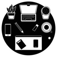 Minimalist Workspace with Essential Productivity Tools pen desk tidy vector