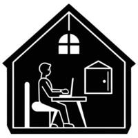 Shared Workspace Silhouette on White Background vector