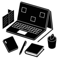 Remote Workspace Setup with Essential Desk Accessories planner business vector