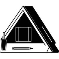 Zen Home Workspace, Minimalist Silhouette of Tablet and Stylus clean vector