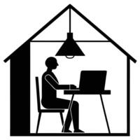 Laptop Workspace Silhouetted on White Background vector