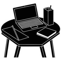 Professional Workspace Elegant Silhouette with Laptop and Documents vector