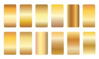 Metallic gradient collection with shiny rainbow hologram. Holographic foil texture, golden, yellow gradation. set for frame, ribbon, border, other design. vector