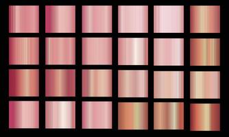 Set of rose gold gradients. Collection of colored shiny textures.illustration. vector