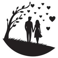 Cute Romantic couple under the tree vector