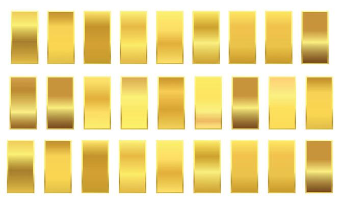 Gold foil gradient texture background set. Collection of golden foil gradient template. illustration