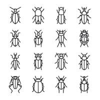 A series of black and white drawings of bugs vector