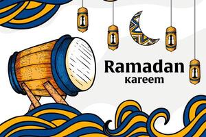 ramadan kareem background with the drum illustration vector