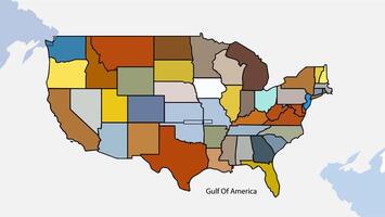 the united states map is shown in a colorful map vector