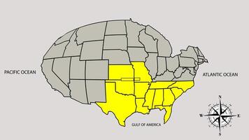 a map of the usa with yellow states highlighted vector