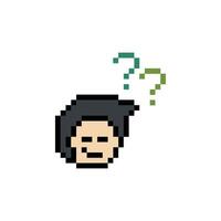 Question cartoon design of man male or boy smile face and question mark 8 bit. vector