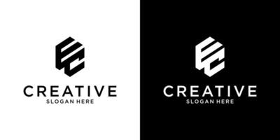 EC or CE initial letter logo design vector
