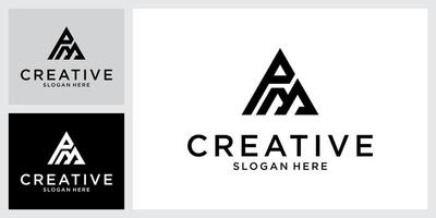 PM or MP initial letter logo design concept vector