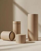 Three cardboard boxes sitting on a table photo
