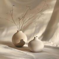 Two vases with plants in them photo
