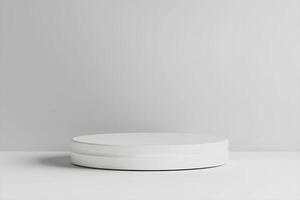 A white round table with a white lid photo