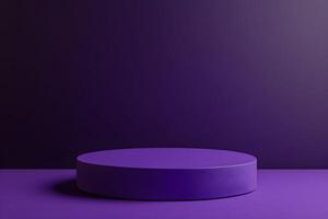 Round pedestal on purple background photo