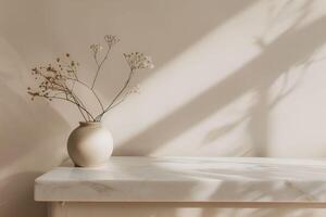 A vase of dried flowers sitting on a table photo