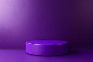 Purple round pedestal on a purple background photo