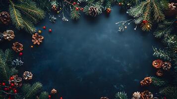 Christmas wreath on dark background photo