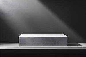 A white box sitting on a table in the dark photo