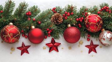 Christmas decorations on a white background photo