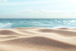 Sand dunes on the beach with ocean waves photo