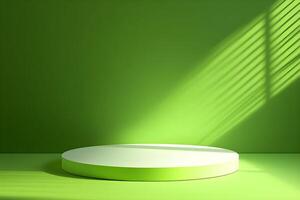 A green room with a round table and a window photo