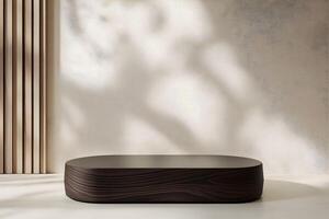 A coffee table with a wooden top and a wooden base photo