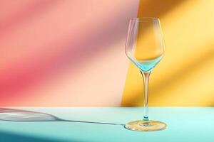 A glass of wine on a colorful background photo
