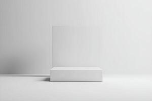 Empty white box with a blank screen on top photo