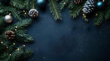 Christmas decorations on a dark background photo