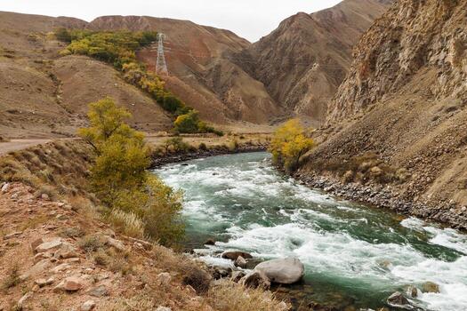 cocinar río, naryn región Kirguistán, montaña río en el garganta foto