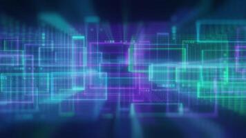 Futuristic Digital Interface with Glowing Grid video