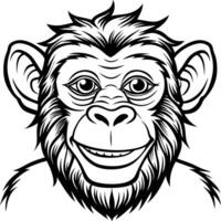 Monkey head line art vector