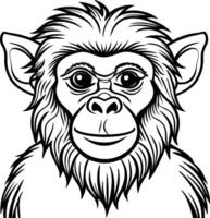 Monkey head coloring pages vector