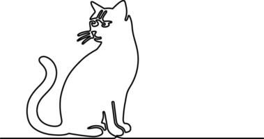 Continuous One Line Drawing of a Cat - Minimalist Illustration vector