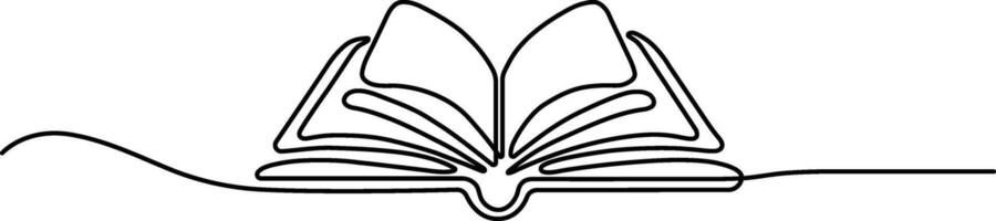 Minimalist Open Book Continuous One Line Drawing Illustration vector
