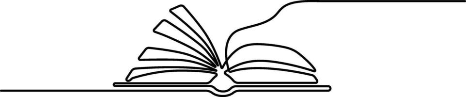 Open Book Continuous One Line Drawing - Minimalist Art vector