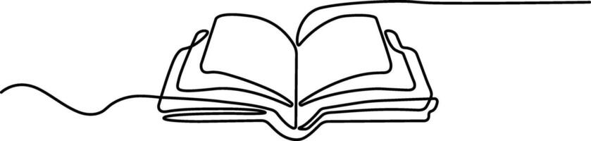Stacked Open Book One-Line Drawing Illustration vector