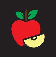 Apple with slice icon flat vector