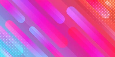 Dynamic abstract banner background featuring halftones and gradient diagonal stripes vector