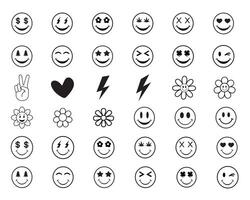 Collection of Retro Emoji Set vector