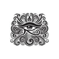 An egyptian eye with ornamental swirls vector