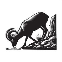 Herd of Bighorn Sheep Silhouette in Nature vector