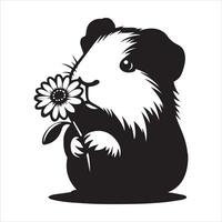 Guinea Pig Sitting Still Isolated on White vector